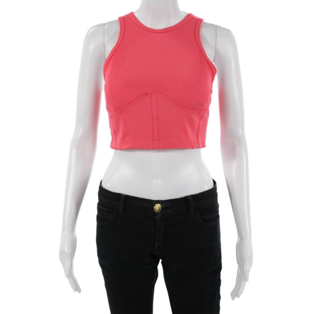 New Balance x Bandier Women Cropped Tank Pink High Neck Sleeveless Nylon Size S